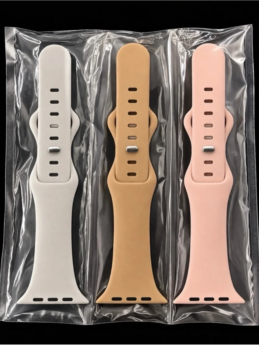 Compatible With Apple Watch Silicone Replacement Watch Bands - White, Tan, Pink